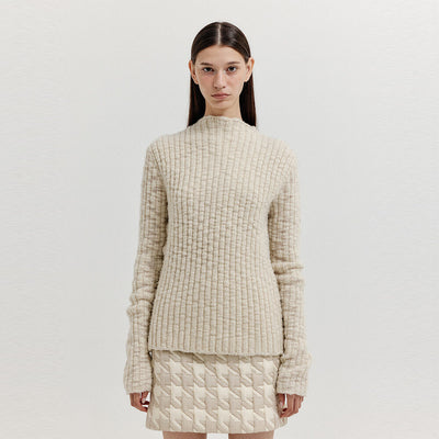 EENK XUIN Ribbed Knit Pullover - Ivory