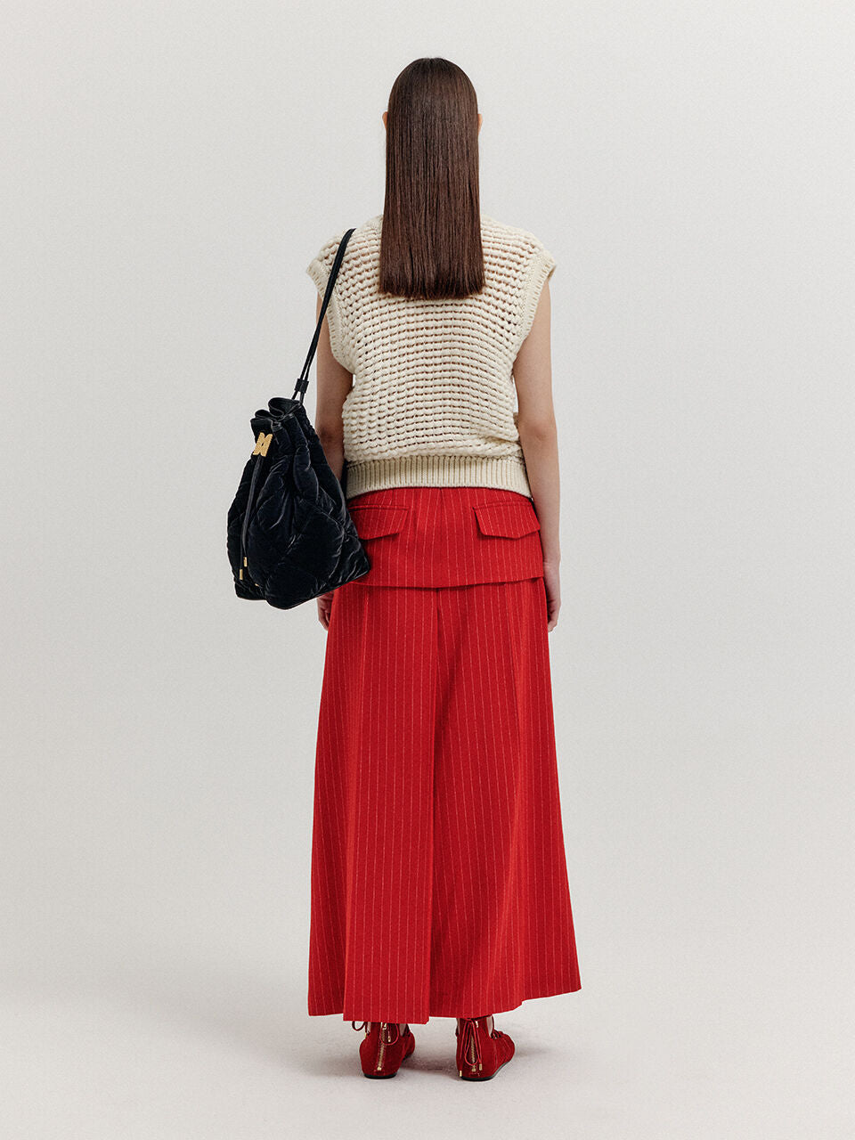 EENK EENK XEEY Pocket Knit Vest - Cream/Red