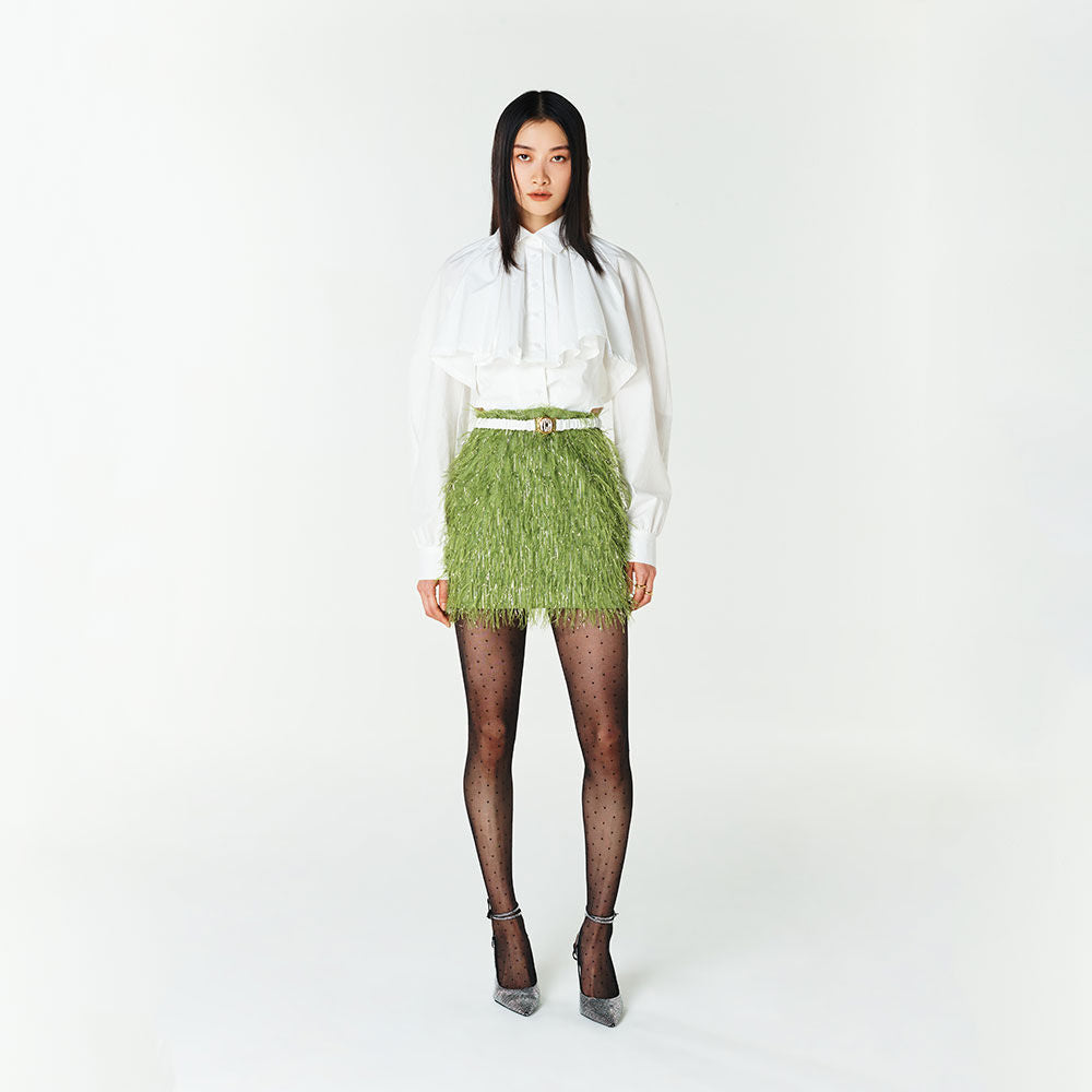 YCH RUFFLED BLOUSE WHITE (F23BL302WH)