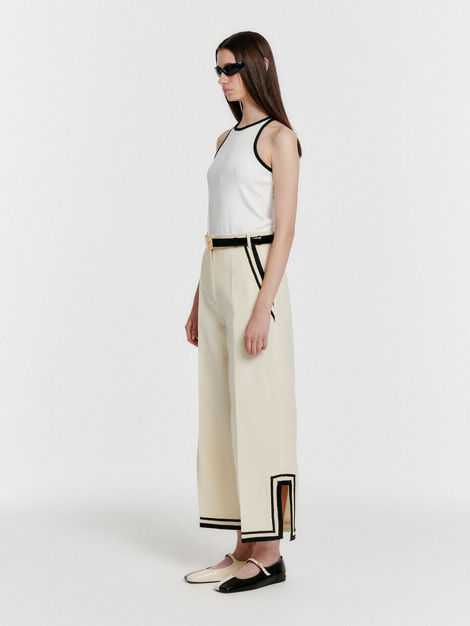 EENK YOUE Contrast Halter Top - White
