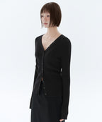 MUSINSA STANDARD WOMAN MUSINSA STANDARD WOMAN Women's Ribbed Slim Cardigan [Black]