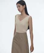 MUSINSA STANDARD WOMAN MUSINSA STANDARD WOMAN Women's Ribbed V-Neck Knit Sleeveless Top [Light Beige]