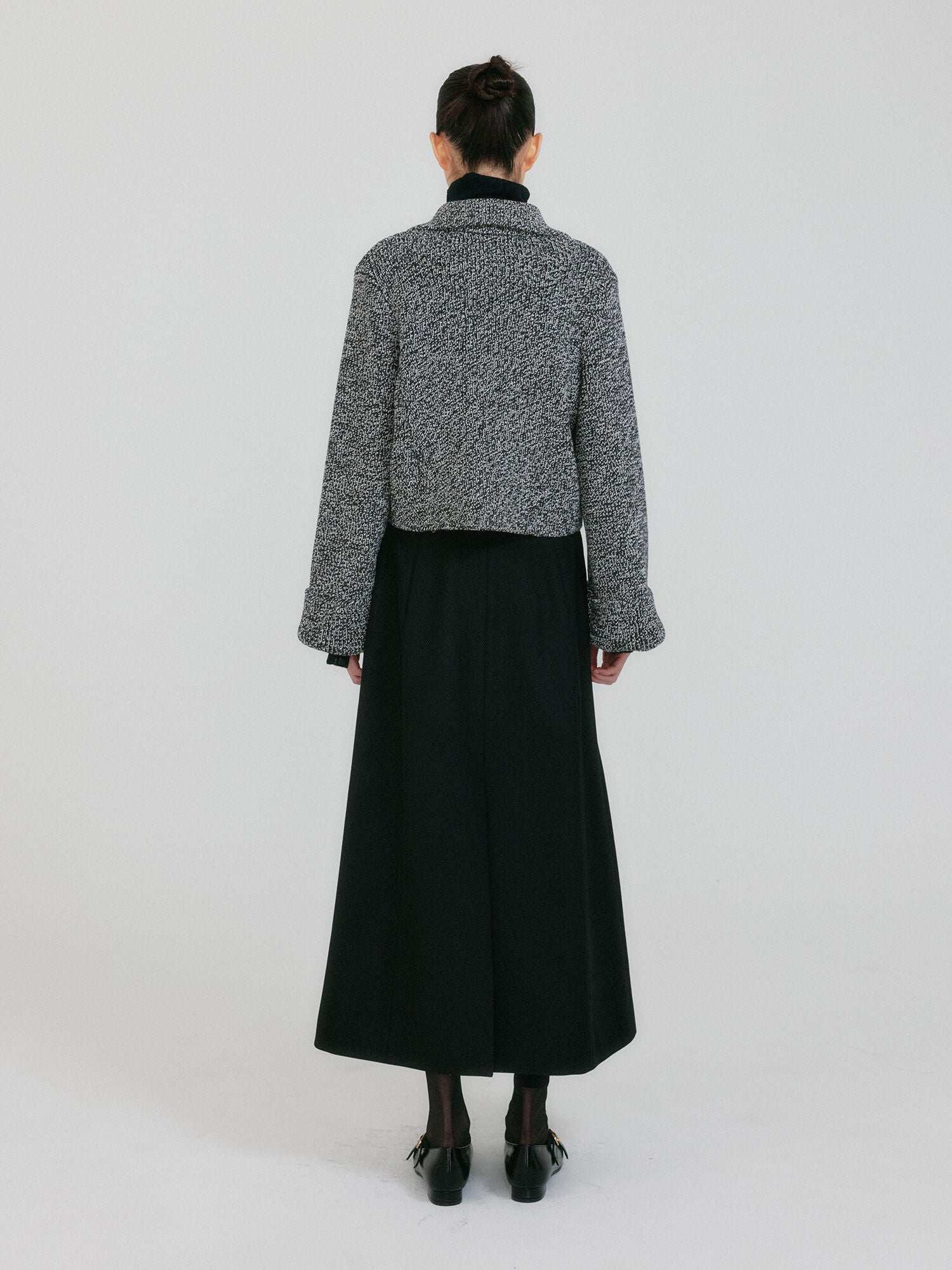EENK ZAZZI Collared Knit Cardigan - Black/White