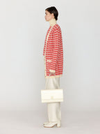 EENK EENK VINKLING Gingham Check Knit Midi Cardigan - Red/Ivory