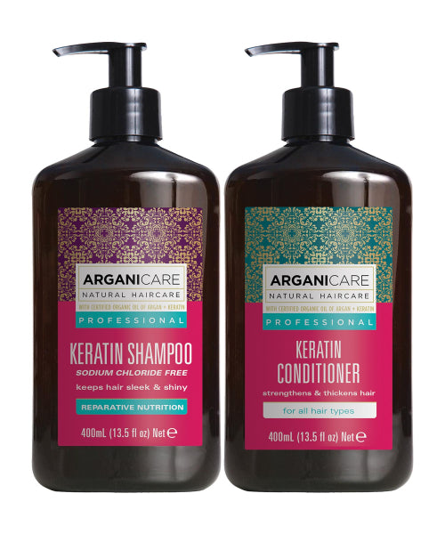 ARGANICARE Keratin & Argan Oil Protein Perfume Shampoo 400ml + Hair Conditioner 400ml