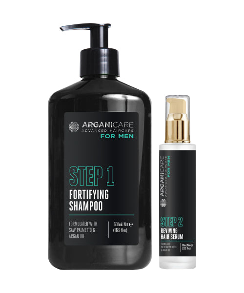 ARGANICARE Men Fortifying Men's Hair Root Strengthening Shampoo 400ml + Men Reviving Hair Oil Serum 60ml