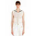 EENK UTA Lettering Point Knit Vest - Ivory