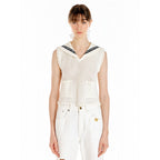 EENK UTA Lettering Point Knit Vest - Ivory