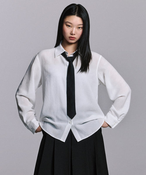 MUSINSA STANDARD WOMAN MUSINSA STANDARD WOMAN Relaxed Linen Like Shirt (White)