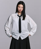 MUSINSA STANDARD WOMAN MUSINSA STANDARD WOMAN Relaxed Linen Like Shirt (White)