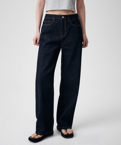 MUSINSA STANDARD WOMAN Denim Wide Pants Deep Indigo