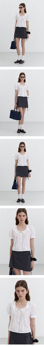 DUNST FRILL COLLARED BLOUSE WHITE_UDBL5B225WT