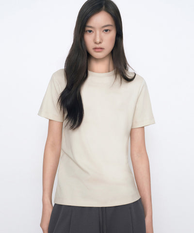 MUSINSA STANDARD WOMAN Women's Basic Crew Neck T-Shirt (Ecru)