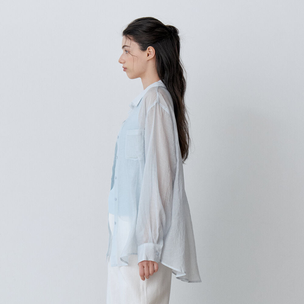 Le' Studio [Summer sheer shirt] SUMMER LOOSE FIT SHEER SHIRT (SBL)