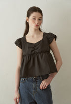 J'ASP Blossom Ribbon Crop Top (Black)