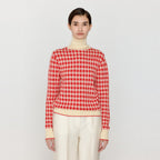 EENK EENK VINKY Gingham Check Knit Pullover - Red/Ivory