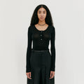 EENK Round Neck Knit Top - Black