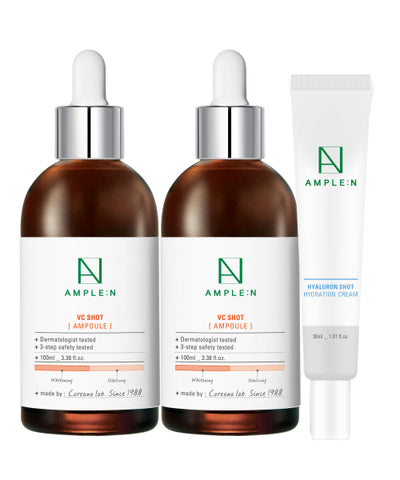 AMPLEN VC Shot Ampoule Set 100ml x 2 + Moisture Cream 30ml