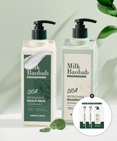 MILKBAOBAB [Scalp soothing] Cica Refreshing Shampoo 500ml + Scalp Pack 500ml (mini scrub provided)