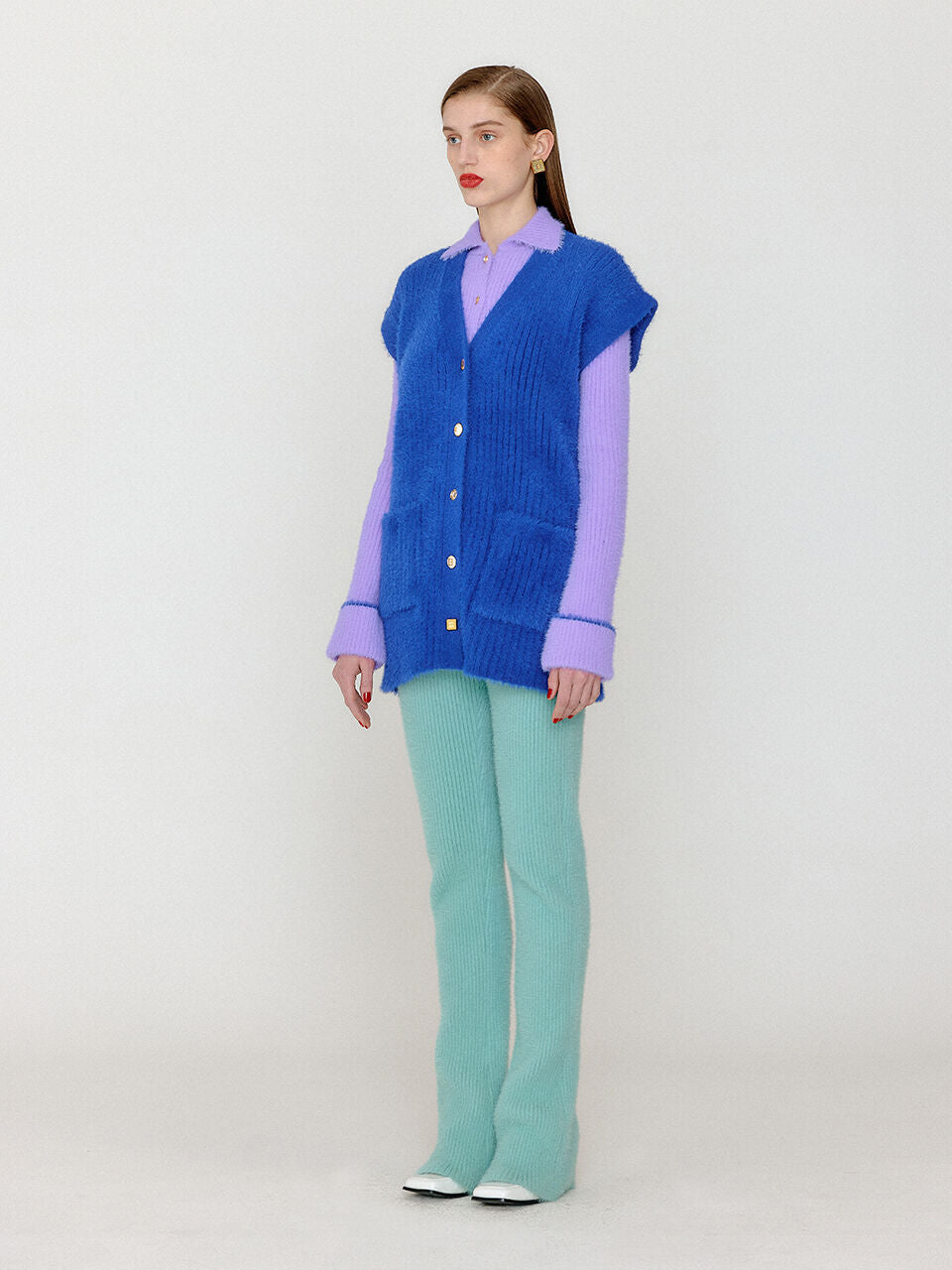 EENK EENK VIVI Oversized Knit Vest - Blue