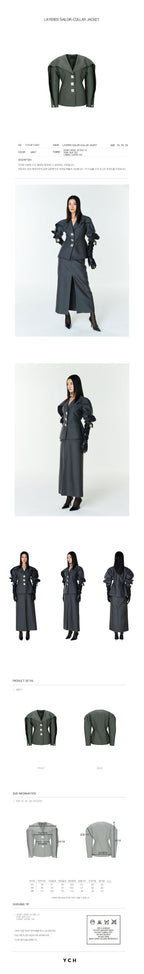 YCH LAYERED SAILOR-COLLAR JACKET GREY (F23JK114GY)