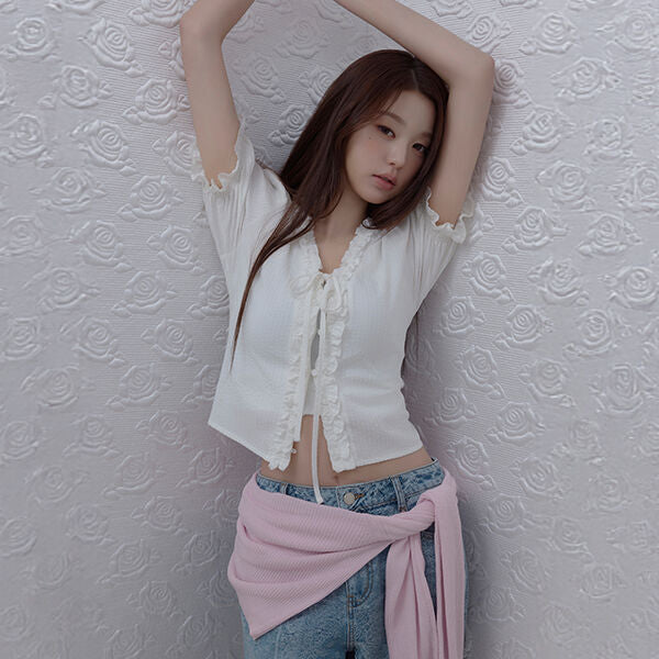 rolarola FRILL OPEN BLOUSE WHITE