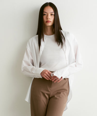 MUSINSA STANDARD WOMAN Cotton Nylon Oversized Shirt (White)