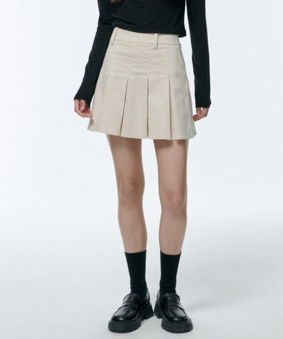 MUSINSA STANDARD WOMAN Corduroy Pleated Mini Skirt [Cream]