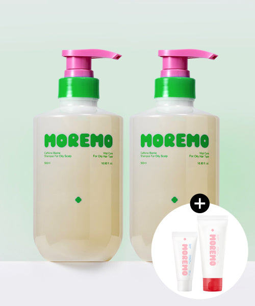 MOREMO Caffeine Biome Shampoo for Oily Skin 500ml Duo Set + (Free) Recovery Balm 20ml + Super Repair Shampoo 60ml