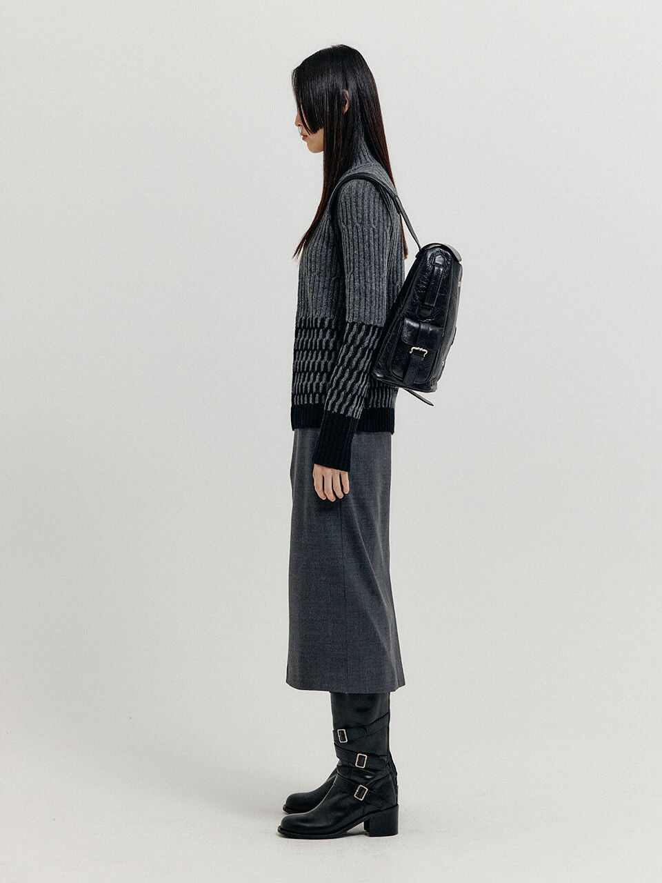 EENK EENK XCOO Cable Knit Zip Cardigan - Grey