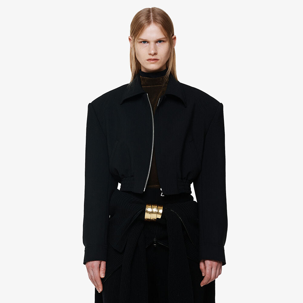 YCH WOOL-BLEND CROPPED JACKET BLACK (F24OT0041BK)
