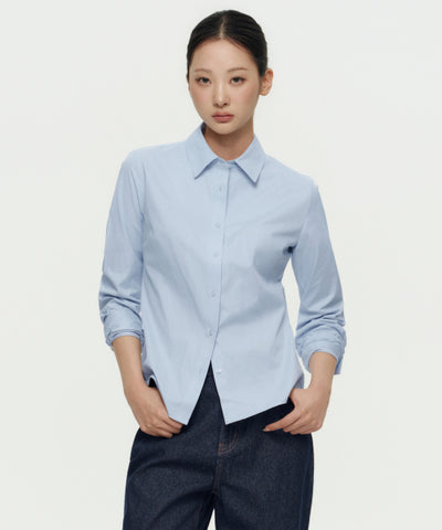 MUSINSA STANDARD WOMAN Slim Fit Shirt (Sky Blue)