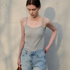 MOMET Nikki punching cotton tank top melange