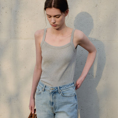 Nikki punching cotton tank top melange