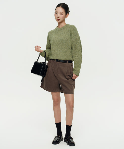 MUSINSA STANDARD WOMAN MUSINSA STANDARD WOMAN Women's One Tuck Wide Corduroy Shorts [Khaki Brown]