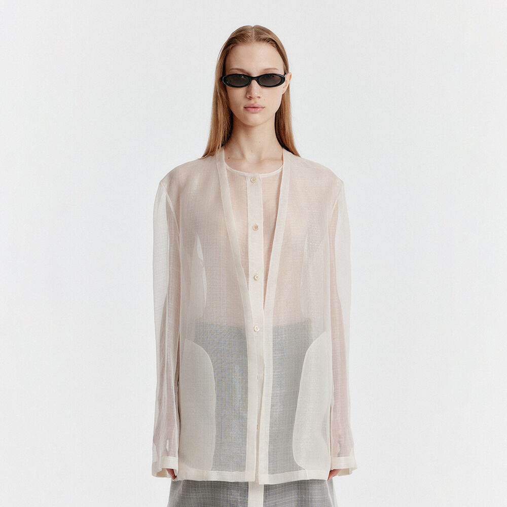 EENK YASMIN Round-neck Long Jacket - Ivory
