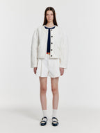 EENK YELLY Short Textured Single Jacket - White