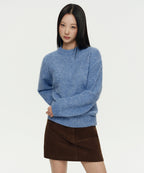 MUSINSA STANDARD WOMAN MUSINSA STANDARD WOMAN Women's Bookle Relaxed Crew Neck Knit [Sky Blue]