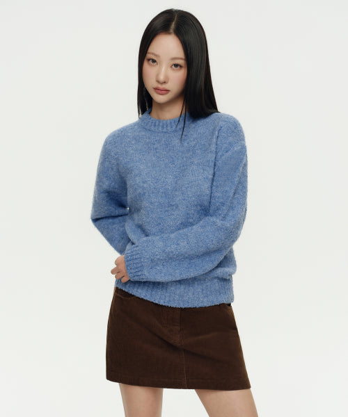 MUSINSA STANDARD WOMAN MUSINSA STANDARD WOMAN Women's Bookle Relaxed Crew Neck Knit [Sky Blue]