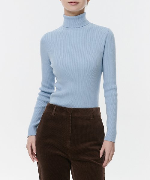 MUSINSA STANDARD WOMAN MUSINSA STANDARD WOMAN Women's Ribbed Slim Turtleneck Knit Sky Blue