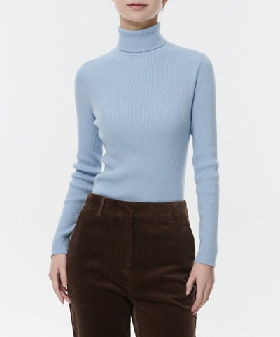 MUSINSA STANDARD WOMAN Women's Ribbed Slim Turtleneck Knit Sky Blue