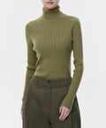 MUSINSA STANDARD WOMAN MUSINSA STANDARD WOMAN Women's Ribbed Slim Turtleneck Knit Light Moss