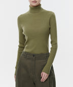 MUSINSA STANDARD WOMAN MUSINSA STANDARD WOMAN Women's Ribbed Slim Turtleneck Knit Light Moss