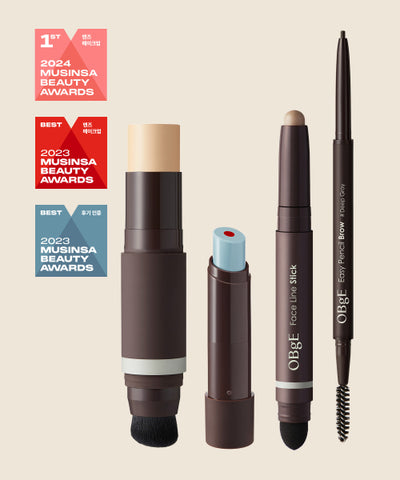 OBGE Men's Makeup Set - Face Line Stick + Natural Cover Foundation + Easy Pencil Brow + Mood Change Lip Balm