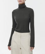 MUSINSA STANDARD WOMAN MUSINSA STANDARD WOMAN T-Shirt Slim Turtle Neck Dark Gray