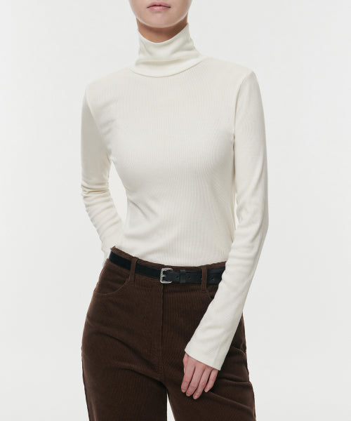 MUSINSA STANDARD WOMAN Ribbed Slim Turtle Neck T-Shirt