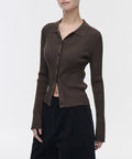 MUSINSA STANDARD WOMAN MUSINSA STANDARD WOMAN Women's Ribbed Slim Collared Cardigan [Brown]