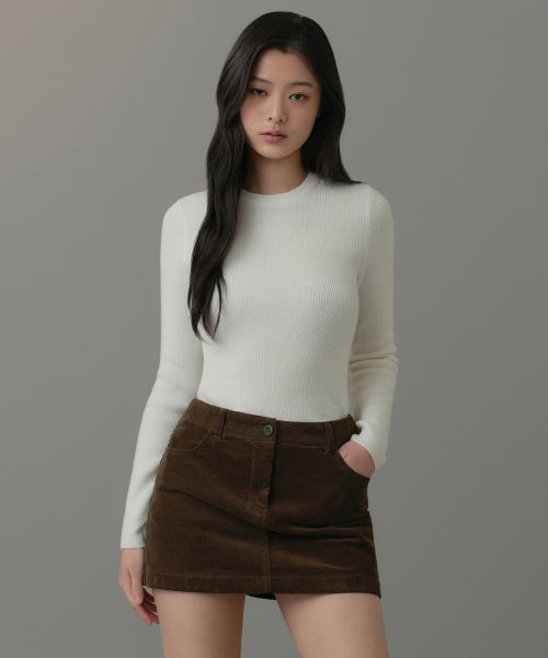 MUSINSA STANDARD WOMAN MUSINSA STANDARD WOMAN Women's Ribbed Slim Crew Neck Knit [Ivory]
