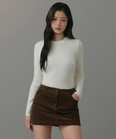MUSINSA STANDARD WOMAN Women's Ribbed Slim Crew Neck Knit [Ivory]