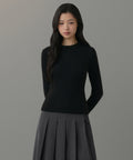 MUSINSA STANDARD WOMAN MUSINSA STANDARD WOMAN Women's Ribbed Slim Crew Neck Knit [Black]